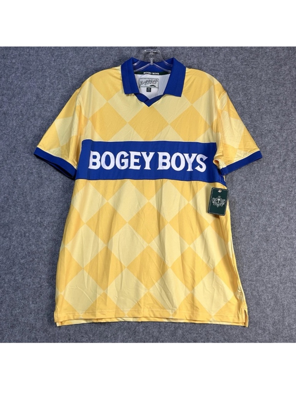 Bogey Boys Men’s M Yellow Diamond Short Sleeve Polo Golf Shirt New